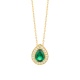 Colgante de oro amarillo de 18 Kt con esmeralda y diamantes