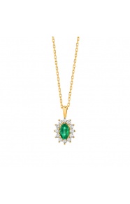 Colgante de oro amarillo de 18 Kt con esmeralda y diamantes