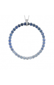 Colgante de oro blanco de 18 Kt con piedra de color y diamantes de 0,02 ct