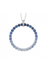 Colgante de oro blanco de 18 Kt con piedra de color y diamantes de 0,02 ct