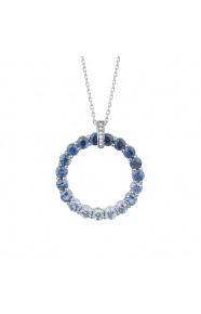 Colgante de oro blanco de 18 Kt con piedra de color y diamantes de 0,02 ct