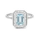 Anillo de oro blanco de 18 Kt con piedra de color y diamantes de 0,10 ct