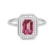 Anillo de oro blanco de 18 Kt con piedra de color y diamantes de 0,10 ct