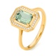 Anillo de oro amarillo de 18 Kt con piedra de color y diamantes de 0,10 ct