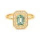 Anillo de oro amarillo de 18 Kt con piedra de color y diamantes de 0,10 ct
