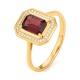 Anillo de oro amarillo de 18 Kt con piedra de color y diamantes de 0,10 ct