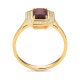 Anillo de oro amarillo de 18 Kt con piedra de color y diamantes de 0,10 ct