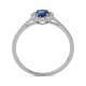 Anillo Rosetón de oro blanco de 18 Kt con piedra de color y diamantes de 0,08 ct