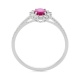Anillo Rosetón de oro blanco de 18 Kt con piedra de color y diamantes de 0,08 ct