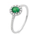 Anillo Rosetón de oro blanco de 18 Kt con piedra de color y diamantes de 0,08 ct