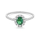 Anillo Rosetón de oro blanco de 18 Kt con piedra de color y diamantes de 0,08 ct
