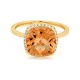 Anillo Rosetón de oro amarillo de 18 Kt con piedra de color y diamantes de 0,09 ct
