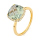 Anillo Rosetón de oro amarillo de 18 Kt con piedra de color y diamantes de 0,09 ct