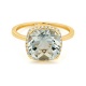Anillo Rosetón de oro amarillo de 18 Kt con piedra de color y diamantes de 0,09 ct