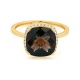 Anillo Rosetón de oro amarillo de 18 Kt con piedra de color y diamantes de 0,09 ct