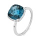 Anillo Rosetón de oro blanco de 18 Kt con piedra de color y diamantes de 0,09 ct