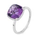 Anillo Rosetón de oro blanco de 18 Kt con piedra de color y diamantes de 0,09 ct