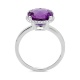 Anillo Rosetón de oro blanco de 18 Kt con piedra de color y diamantes de 0,09 ct