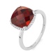 Anillo Rosetón de oro blanco de 18 Kt con piedra de color y diamantes de 0,09 ct