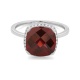 Anillo Rosetón de oro blanco de 18 Kt con piedra de color y diamantes de 0,09 ct