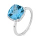 Anillo Rosetón de oro blanco de 18 Kt con topacio de 5,80 ct y diamantes de 0,09 ct