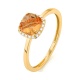 Anillo Rosetón de oro amarillo de 18 Kt con piedra de color y diamantes de 0,05 ct