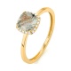 Anillo Rosetón de oro amarillo de 18 Kt con piedra de color y diamantes de 0,05 ct