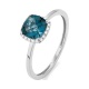 Anillo Rosetón de oro blanco de 18 Kt con piedra de color y diamantes de 0,05 ct