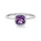 Anillo Rosetón de oro blanco de 18 Kt con piedra de color y diamantes de 0,05 ct