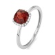 Anillo Rosetón de oro blanco de 18 Kt con piedra de color y diamantes de 0,05 ct