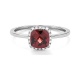 Anillo Rosetón de oro blanco de 18 Kt con piedra de color y diamantes de 0,05 ct