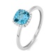 Anillo Rosetón de oro blanco de 18 Kt con topacio de 1,40 ct y diamantes de 0,05 ct