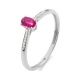 Anillo de oro blanco de 18 Kt con rubí de 0,30 ct y diamantes de 0,03 ct