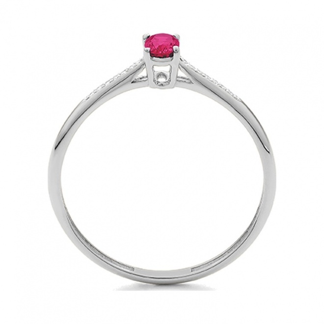 Anillo de oro blanco de 18 Kt con rubí de 0,30 ct y diamantes de 0,03 ct