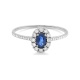 Anillo Rosetón de oro blanco de 18 Kt con piedra de color y diamantes de 0,08 ct