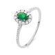 Anillo Rosetón de oro blanco de 18 Kt con piedra de color y diamantes de 0,08 ct
