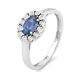 Anillo Rosetón de oro blanco de 18 Kt con zafiro azul de 0,65 ct y diamantes de 0,02 ct
