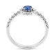 Anillo Rosetón de oro blanco de 18 Kt con zafiro de 0,34 ct y diamantes de 0,04 ct